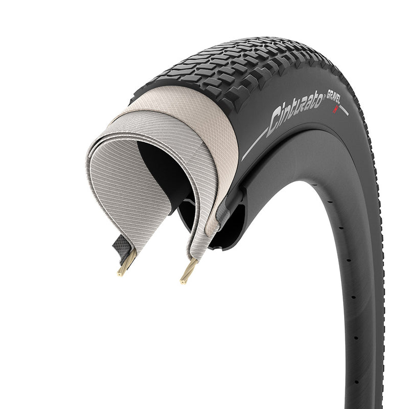 Pirelli, Cinturato Gravel H P-Line, Gravel Tire, 700x40C, Folding, Tubeless Ready, SpeedGrip, TechWALL, 60TPI, Black